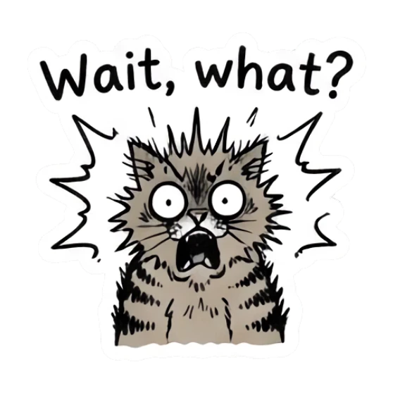 Shocked cat with messy fur and wide eyes Doctor Tabby Cat Daily sticker for expressive chats and social replies.