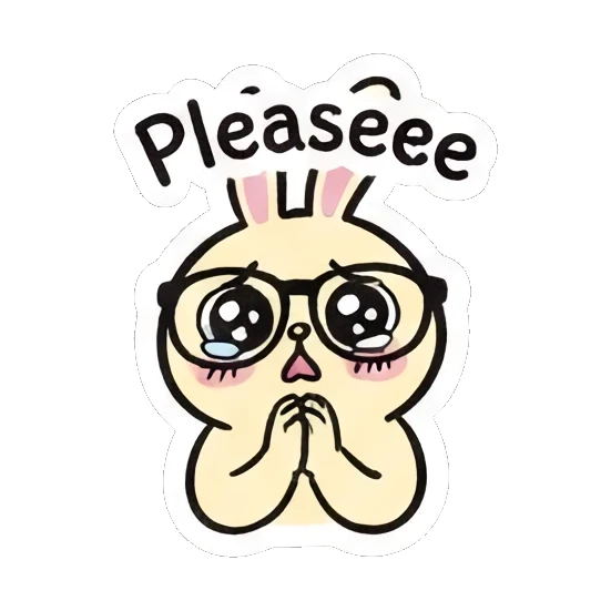 Pleading rabbit with big watery eyes. Smart Bunny Daily Moods sticker for expressive chats and social replies.