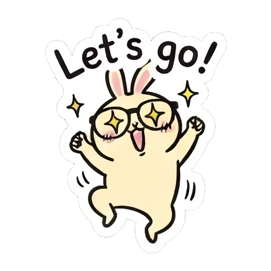Energetic rabbit jumping with excitement. Smart Bunny Daily Moods sticker for expressive chats and social replies.
