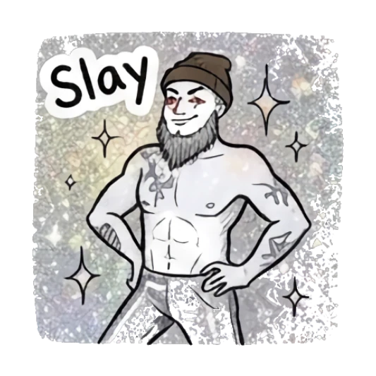 Bearded man posing confidently with sparkles Bearded Guy Moods sticker for expressive chats and social replies.