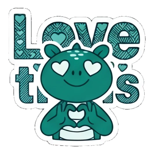 Loving dinosaur making a heart shape with hands and text Love this Teal Dino Daily Vibes sticker for expressive chats and social replies.