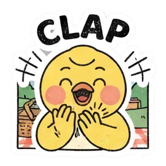 Joyful yellow chick clapping hands Gritty Retro Chick sticker for expressive chats and social replies.