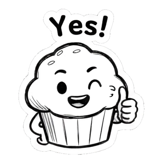Muffin giving a thumbs up Muffin Moods sticker for expressive chats and social replies.