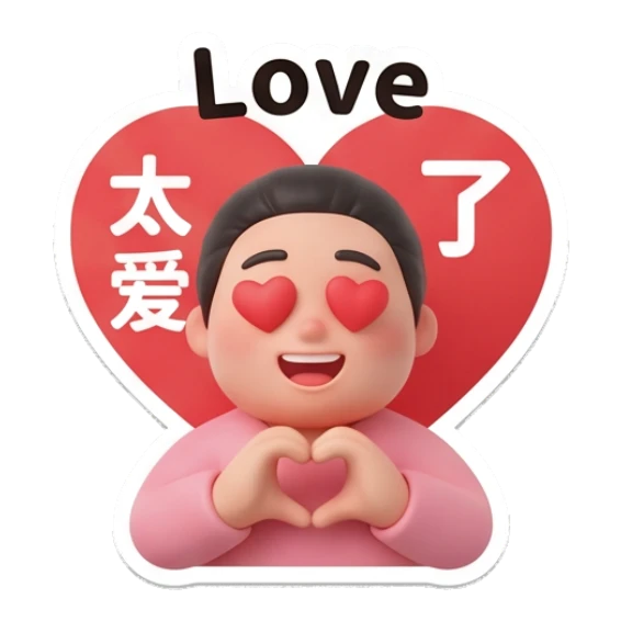Youth forming a heart shape with hands and heart eyes Daily Life of a Trendy Youth sticker for expressive chats and social replies.