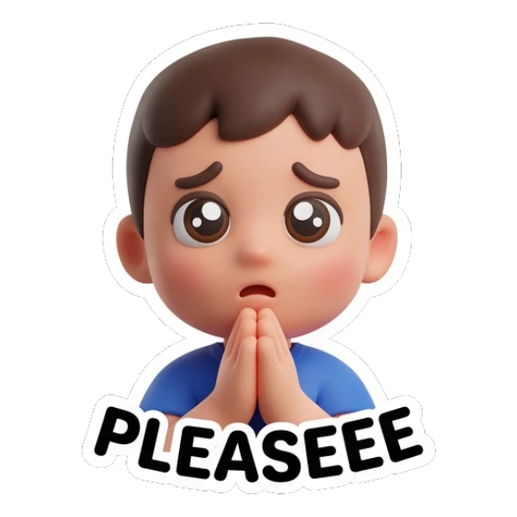 Boy looking pleading with hands together Little Boy Daily Vibes sticker for expressive chats and social replies.