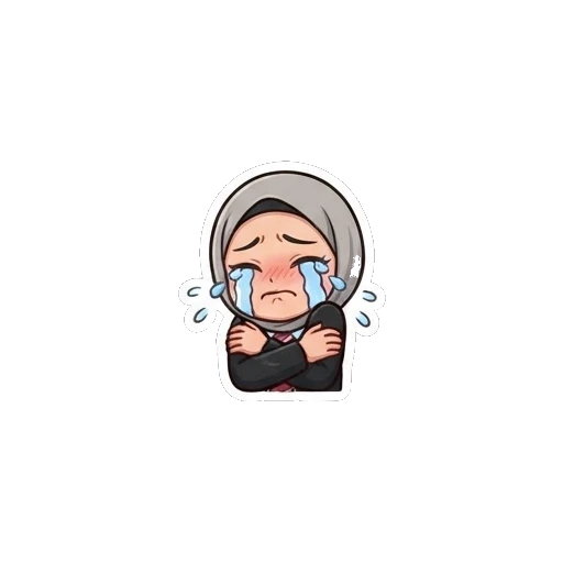 Hijab girl crying with tears streaming down Hijab Girl Daily Life sticker for expressive chats and social replies.