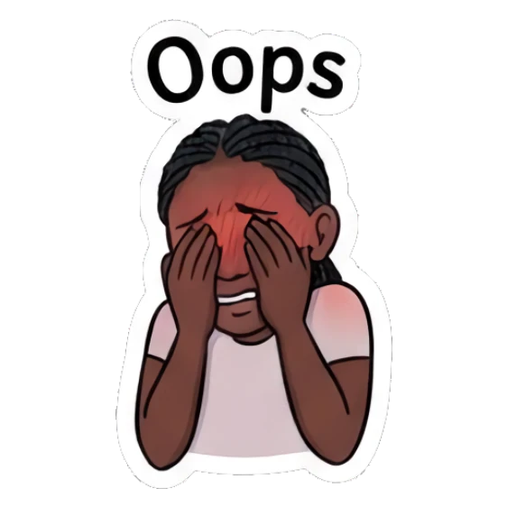 Woman covering face in embarrassment with text Oops Modern Couple Daily Vibes sticker for expressive chats and social replies.