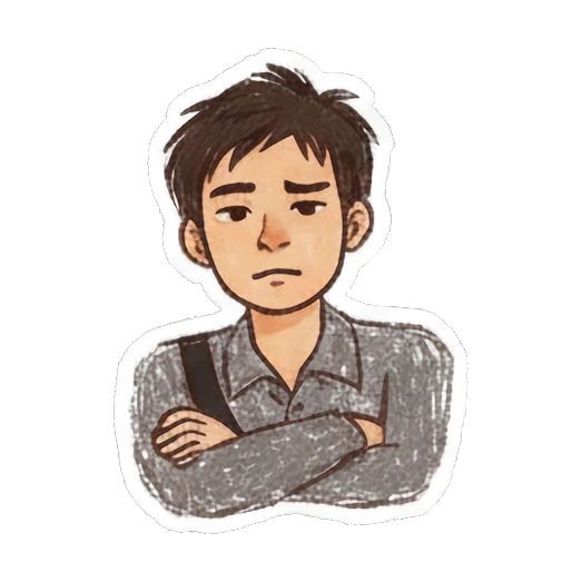 Boy giving side eye with crossed arms Doodle Boy Daily Vibes sticker for expressive chats and social replies.