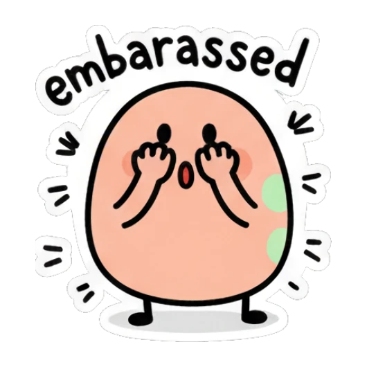 Embarrassed egg covering face with hands Doodle Egg Moods sticker for expressive chats and social replies.