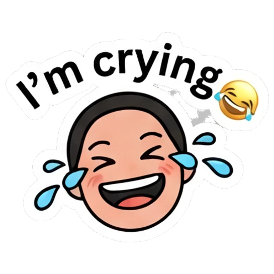 Boy laughing hysterically with tears of joy. Daily Mood Doodle Boy sticker for expressive chats and social replies.
