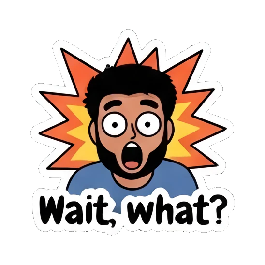 Shocked bearded man with wide eyes and explosive background. Bearded Guy Daily Vibes sticker for expressive chats and social replies.