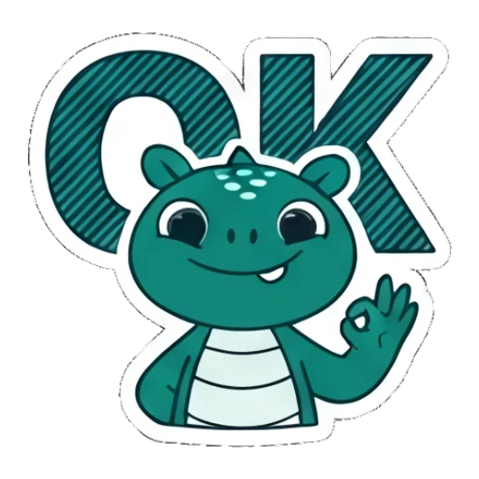 Teal dinosaur making an OK hand gesture with text OK Teal Dino Daily Vibes sticker for expressive chats and social replies.