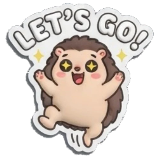 Hedgehog jumping with star eyes and excitement Puffy Hedgehog Daily sticker for expressive chats and social replies.