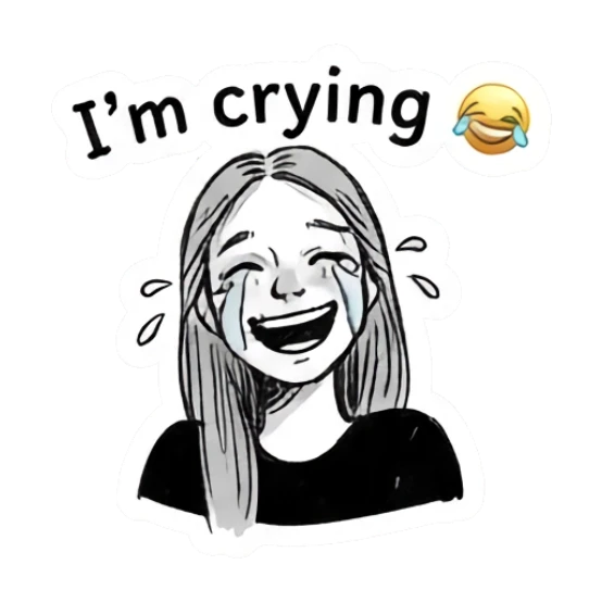 Girl laughing hysterically with tears of joy Doodle Girl Daily Vibes sticker for expressive chats and social replies.