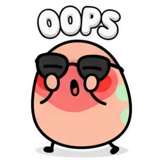 Egg character covering eyes in embarrassment text OOPS Puffy Egg Pals sticker for expressive chats and social replies.