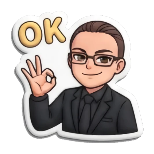 Businessman giving an OK hand sign with a confident smile Professional Suit Guy sticker for expressive chats and social replies.