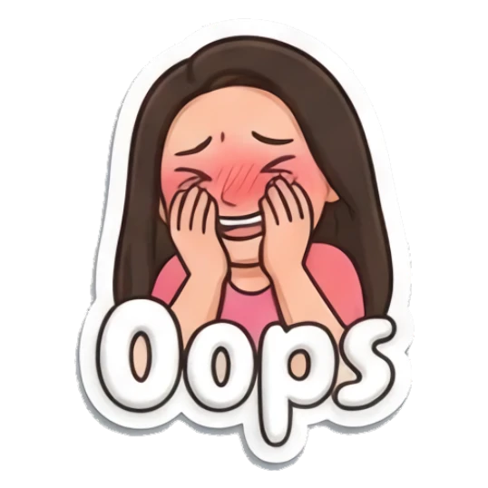 Girl covering face in embarrassment with text Oops Puffy Girl Daily Vibes sticker for expressive chats and social replies.