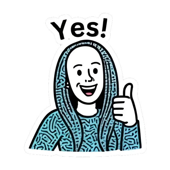 Happy girl giving a thumbs up with text Yes! Keith Haring Style Girl sticker for expressive chats and social replies.