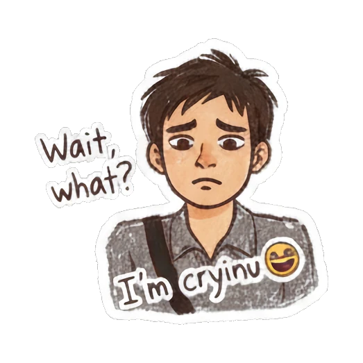 Boy looking sad with I'm crying text Doodle Boy Daily Vibes sticker for expressive chats and social replies.