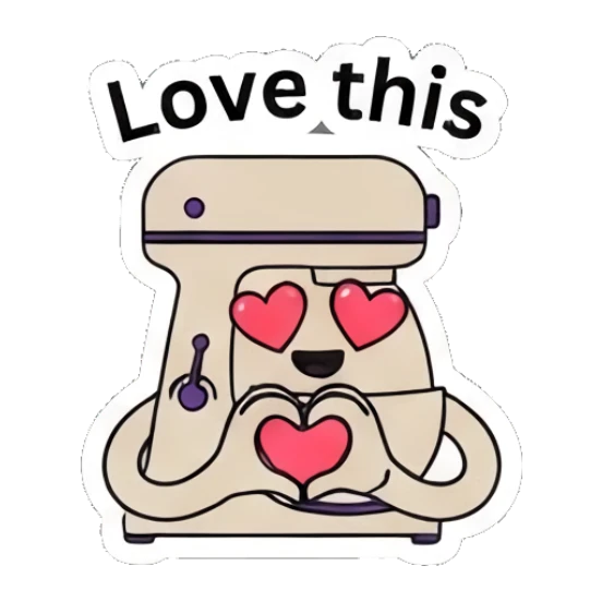 Mixer with heart eyes and heart-shaped hands Kitchen Mixer Moods sticker for expressive chats and social replies.