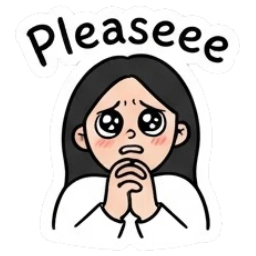 Girl pleading with puppy eyes and hands together saying Pleaseee Daily Life of a Cool Girl sticker for expressive chats and social replies.
