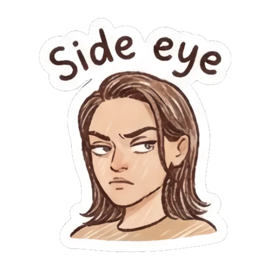 Girl giving a suspicious side-eye glance Doodle Girl Daily Expressions sticker for expressive chats and social replies.