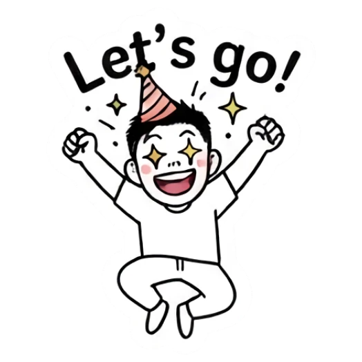 Excited young man jumping with a party hat Cool Guy Daily Vibes sticker for expressive chats and social replies.