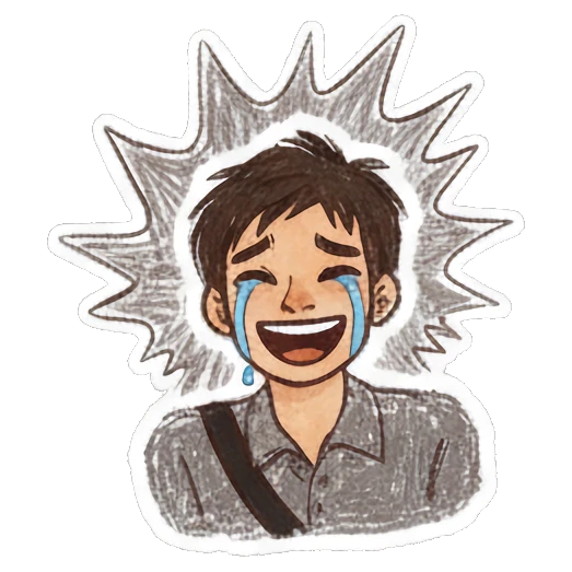 Boy laughing with tears of joy Doodle Boy Daily Vibes sticker for expressive chats and social replies.
