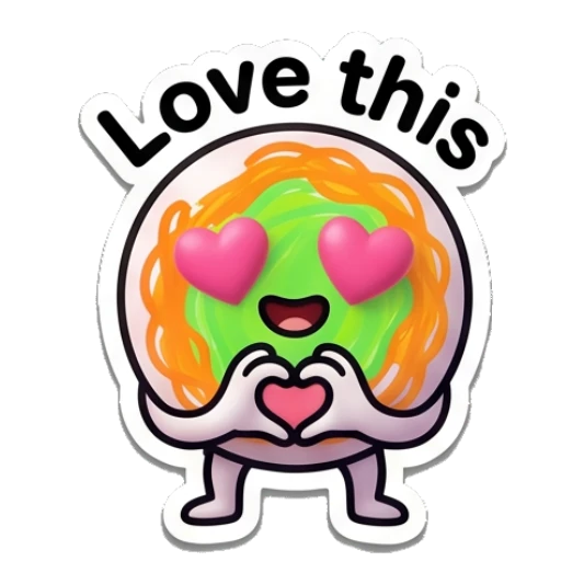 Citrus character forming a heart shape with hands and text Love this Citrus Buddy Adventures sticker for expressive chats and social replies.