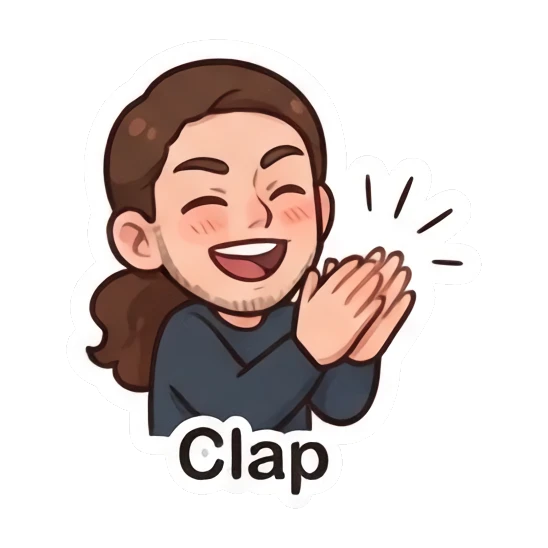 Woman clapping hands happily Daily Life of Couple sticker for expressive chats and social replies.