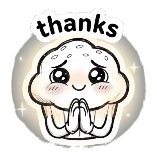 Muffin praying with gratitude and glow Muffin Moods sticker for expressive chats and social replies.