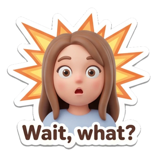 Girl looking shocked with a burst background Cute 3D Girl Expressions sticker for expressive chats and social replies.