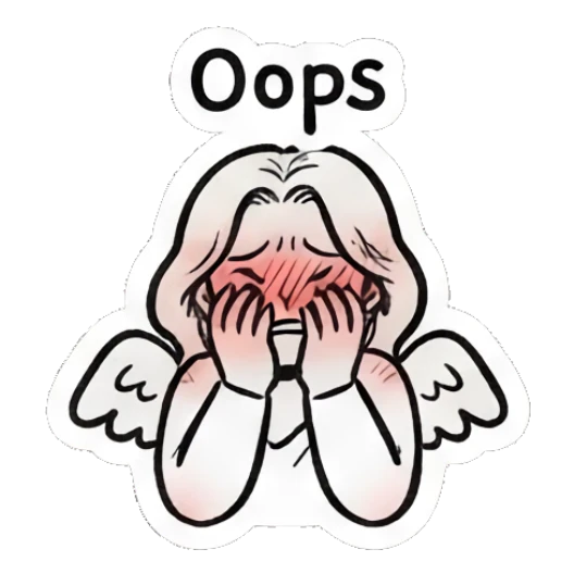Angel girl covering her face in embarrassment. Little Angel Doodle Diary sticker for expressive chats and social replies.