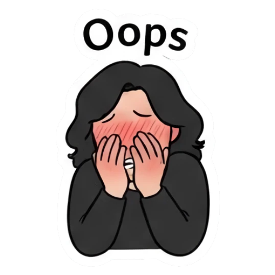 Long-haired man blushing with hands covering face. Long-Haired Guy Daily Vibes sticker for expressive chats and social replies.