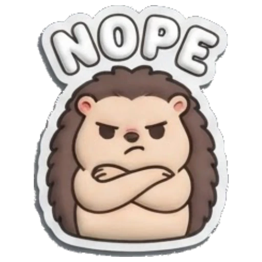 Hedgehog looking grumpy with crossed arms Puffy Hedgehog Daily sticker for expressive chats and social replies.