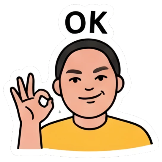 Boy making an OK hand gesture with a confident smile. Daily Mood Doodle Boy sticker for expressive chats and social replies.