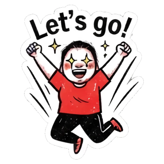 Girl jumping with excitement and Let's go text Punk Girl Daily Vibes sticker for expressive chats and social replies.