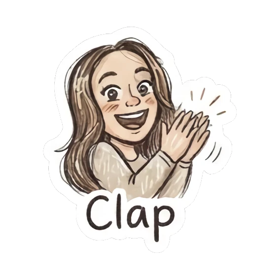 Girl clapping hands with excited expression Doodle Girl Daily Life sticker for expressive chats and social replies.