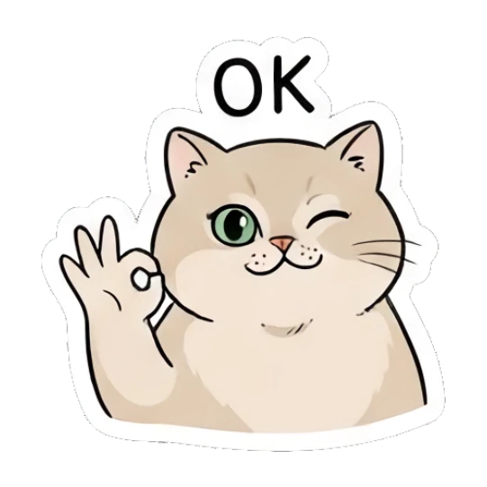 Chubby cat winking and making an OK hand gesture Chubby Cat Daily Moods sticker for expressive chats and social replies.