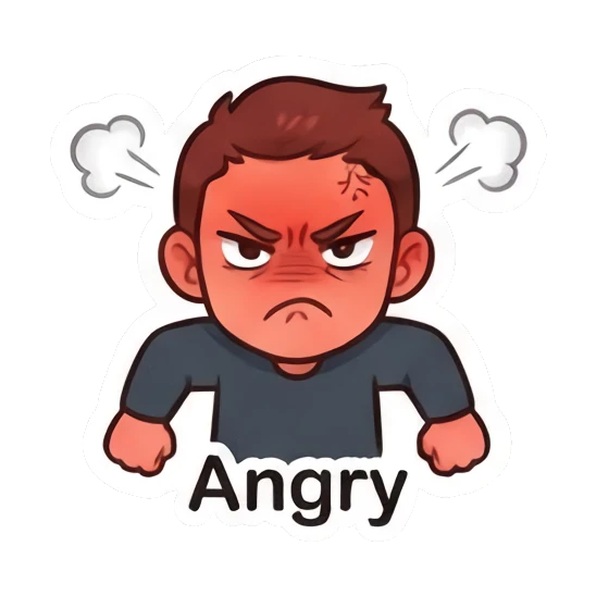 Man looking angry with red face and steam Daily Life of Couple sticker for expressive chats and social replies.