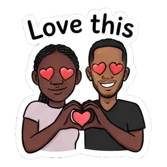 Couple forming a heart with hands with text Love this Modern Couple Daily Vibes sticker for expressive chats and social replies.