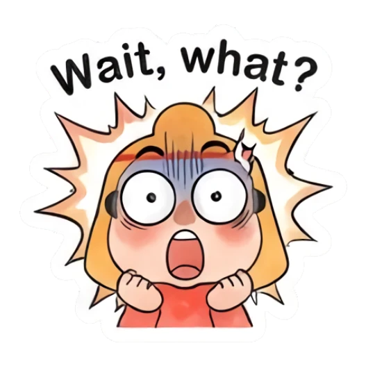 Little monk looking shocked with wide eyes and Wait what text Little Monk Daily Vibes sticker for expressive chats and social replies.