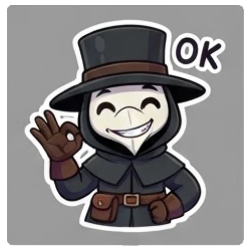 Plague doctor making an OK hand gesture Plague Doctor Adventures sticker for expressive chats and social replies.