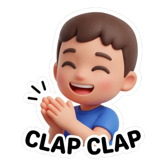 Boy clapping hands with Clap Clap text Little Boy Daily Vibes sticker for expressive chats and social replies.