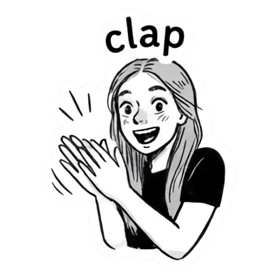 Girl clapping hands enthusiastically Doodle Girl Daily Vibes sticker for expressive chats and social replies.