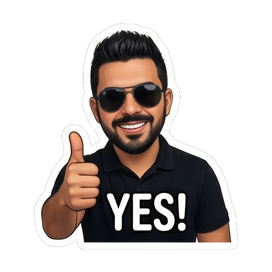 Man giving thumbs up, text YES Modern Man Daily Vibes sticker for expressive chats and social replies.