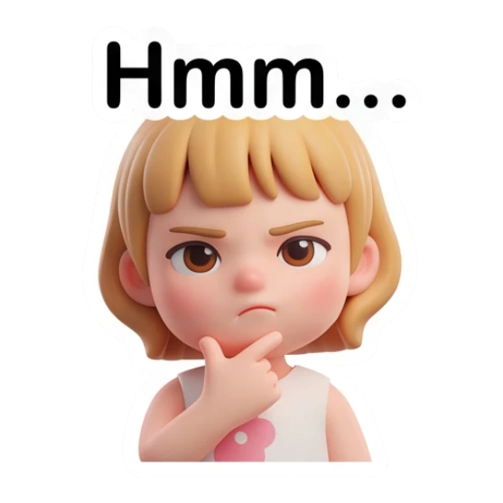Blonde girl thinking with a hand on her chin Blonde Girl Daily Vibes sticker for expressive chats and social replies.