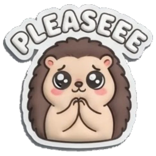 Hedgehog looking pleading with wide puppy eyes Puffy Hedgehog Daily sticker for expressive chats and social replies.