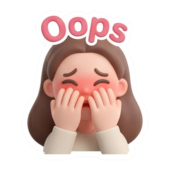 Girl covering face in embarrassment saying oops Cute Clay Girl Daily Expressions sticker for expressive chats and social replies.