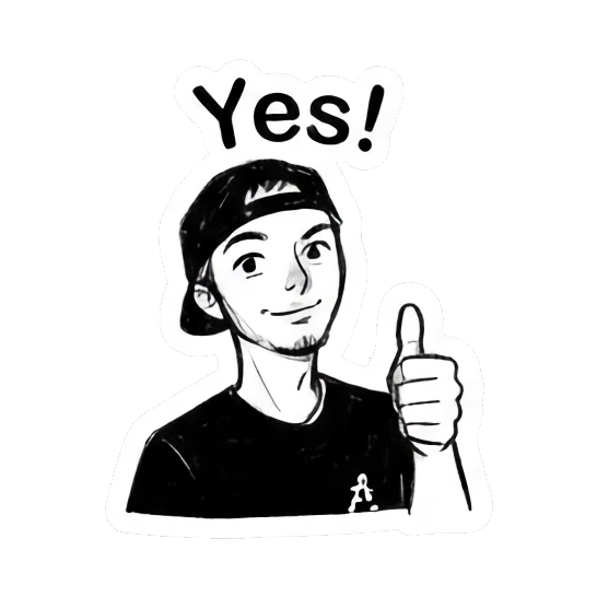 Positive man giving a thumbs up Cool Guy Doodle Daily sticker for expressive chats and social replies.
